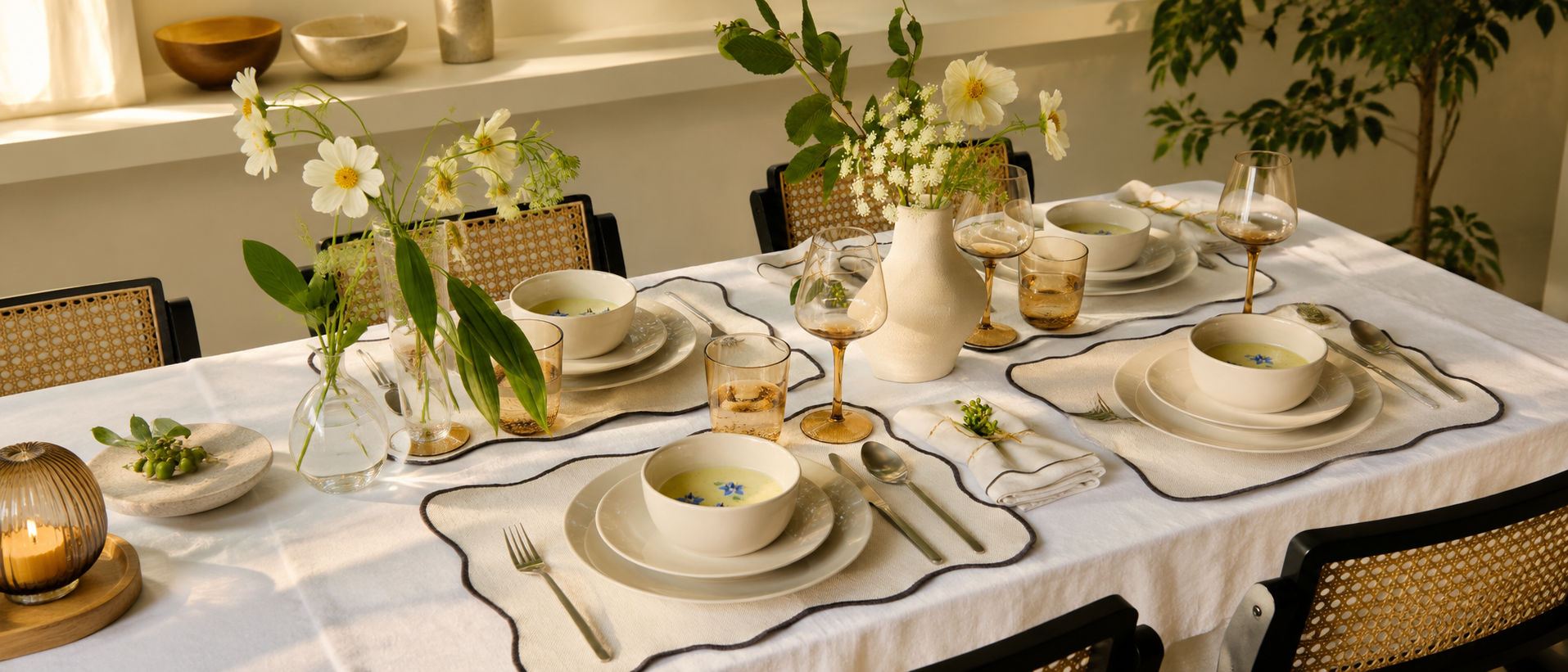 Relaxed table setting with everyday tableware